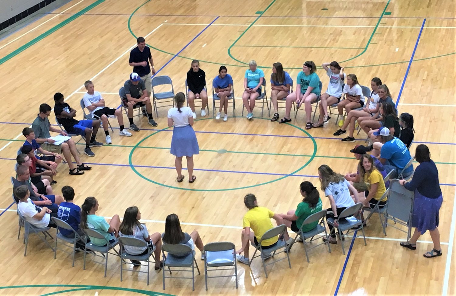 Teens of Ss. Peter & Paul in Boonville and surrounding parishes take part in a discussion during Totus Tuus, a weeklong, parish-based summer experience for Catholic youth.